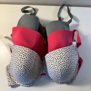 Marks and Spencer M&S 3 Bra bundle Polka Dot, Pink and green 40DD Underwired
